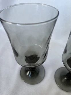 Vintage Mid Century Wine Glasses By Libbey In Tawny/Grey Optic Swirl Pattern Glasses- Set Of 7 -Libbey Shop vintage mid century wine glasses by libbey in tawnygrey optic swirl pattern glasses set of 7 4935
