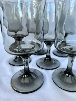 Vintage Mid Century Wine Glasses By Libbey In Tawny/Grey Optic Swirl Pattern Glasses- Set Of 7 -Libbey Shop vintage mid century wine glasses by libbey in tawnygrey optic swirl pattern glasses set of 7 5316