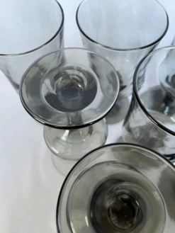 Vintage Mid Century Wine Glasses By Libbey In Tawny/Grey Optic Swirl Pattern Glasses- Set Of 7 -Libbey Shop vintage mid century wine glasses by libbey in tawnygrey optic swirl pattern glasses set of 7 9564